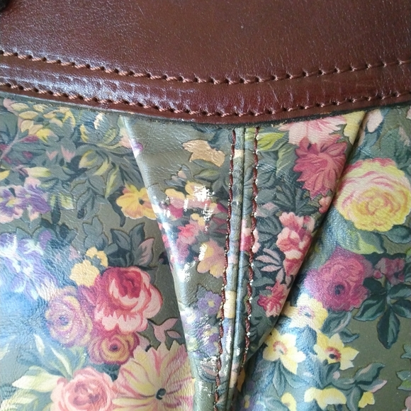 PATRICIA NASH ENGLISH COUNTRY FLORAL LEATHER SATCHEL GUC - Picture 13 of 16